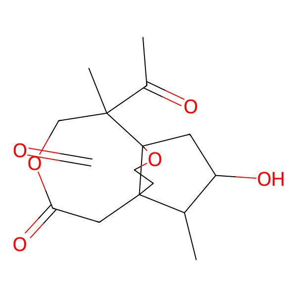 2D Structure of (1R,6S,7S,11S,12R)-6-acetyl-12-hydroxy-6,11-dimethyl-4,8-dioxatricyclo[5.3.3.01,7]tridecane-3,9-dione