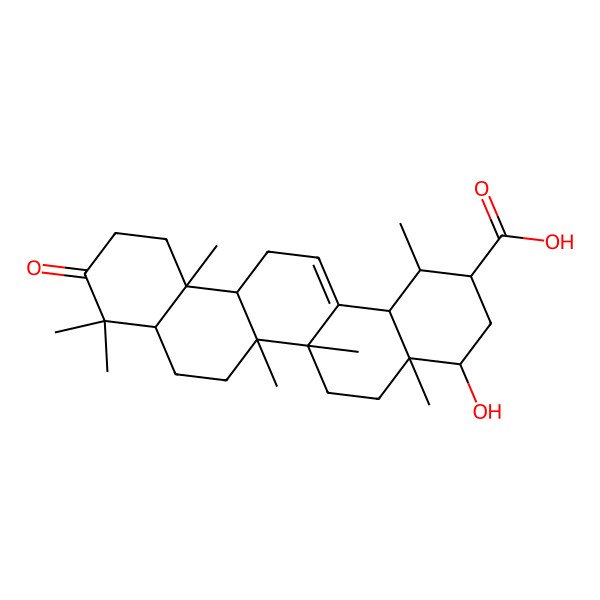 2D Structure of (1R,2R,4R,4aR,6aR,6aS,6bR,8aR,12aR,14bS)-4-hydroxy-1,4a,6a,6b,9,9,12a-heptamethyl-10-oxo-1,2,3,4,5,6,6a,7,8,8a,11,12,13,14b-tetradecahydropicene-2-carboxylic acid 2D Structure of (1R,2R,4R,4aR,6aR,6aS,6bR,8aR,12aR,14bS)-4-hydroxy-1,4a,6a,6b,9,9,12a-heptamethyl-10-oxo-1,2,3,4,5,6,6a,7,8,8a,11,12,13,14b-tetradecahydropicene-2-carboxylic acid