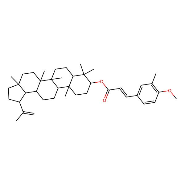 2D Structure of [(1R,3aR,5aR,5bR,7aR,9S,11aS,11bR,13aR,13bS)-3a,5a,5b,8,8,11a-hexamethyl-1-prop-1-en-2-yl-1,2,3,4,5,6,7,7a,9,10,11,11b,12,13,13a,13b-hexadecahydrocyclopenta[a]chrysen-9-yl] (E)-3-(4-methoxy-3-methylphenyl)prop-2-enoate