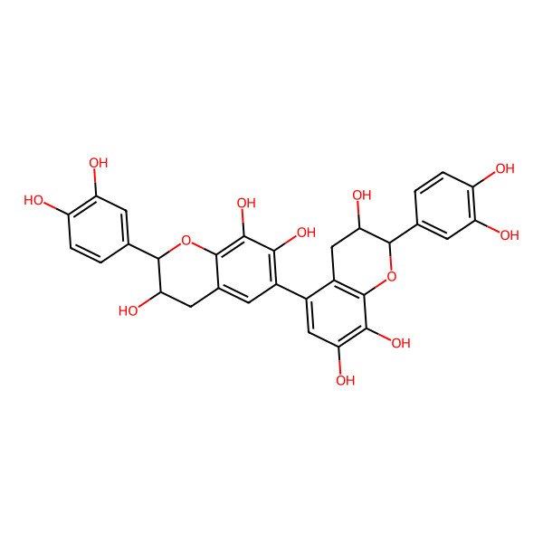 2D Structure of (2R,3S)-2-(3,4-dihydroxyphenyl)-6-[(2R,3S)-2-(3,4-dihydroxyphenyl)-3,7,8-trihydroxy-3,4-dihydro-2H-chromen-5-yl]-3,4-dihydro-2H-chromene-3,7,8-triol