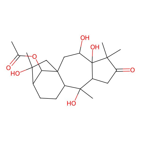 2D Structure of [(1S,3R,4R,8S,9R,10R,13R,14R,16R)-3,4,9,14-tetrahydroxy-5,5,9,14-tetramethyl-6-oxo-16-tetracyclo[11.2.1.01,10.04,8]hexadecanyl] acetate