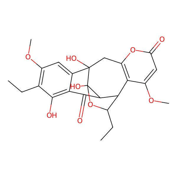 2D Structure of 10,17-Diethyl-1,12,16-trihydroxy-7,18-dimethoxy-4,11-dioxapentacyclo[10.8.0.03,8.09,13.015,20]icosa-3(8),6,15,17,19-pentaene-5,14-dione
