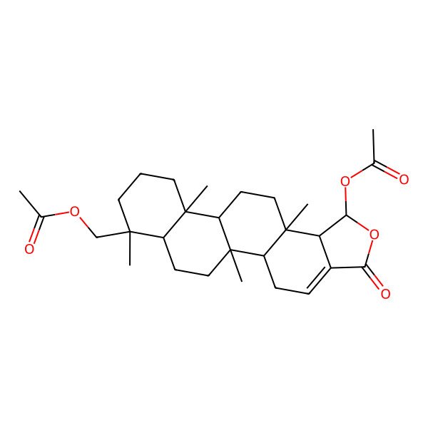 2D Structure of [(1R,5aS,5bR,7aR,8R,11aR,11bS,13aS,13bR)-1-acetyloxy-5b,8,11a,13a-tetramethyl-3-oxo-5,5a,6,7,7a,9,10,11,11b,12,13,13b-dodecahydro-1H-phenanthro[2,1-e][2]benzofuran-8-yl]methyl acetate
