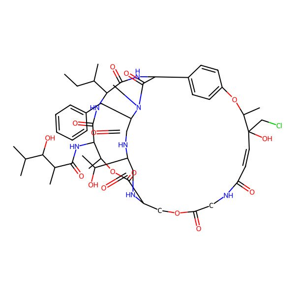 2D Structure of (2R,3R)-N-[(1S,7R,8R,9Z,17S,20R,21S,24R,29S,32R)-29-Benzyl-24-[(2S)-butan-2-yl]-8-(chloromethyl)-8-hydroxy-32-[(1R)-1-hydroxyethyl]-7,20,28-trimethyl-11,14,18,22,25,27,30,33-octaoxo-6,15,19-trioxa-12,23,26,28,31,34-hexazatricyclo[15.9.8.22,5]hexatriaconta-2(36),3,5(35),9-tetraen-21-yl]-3-hydroxy-2,4-dimethylpentanamide