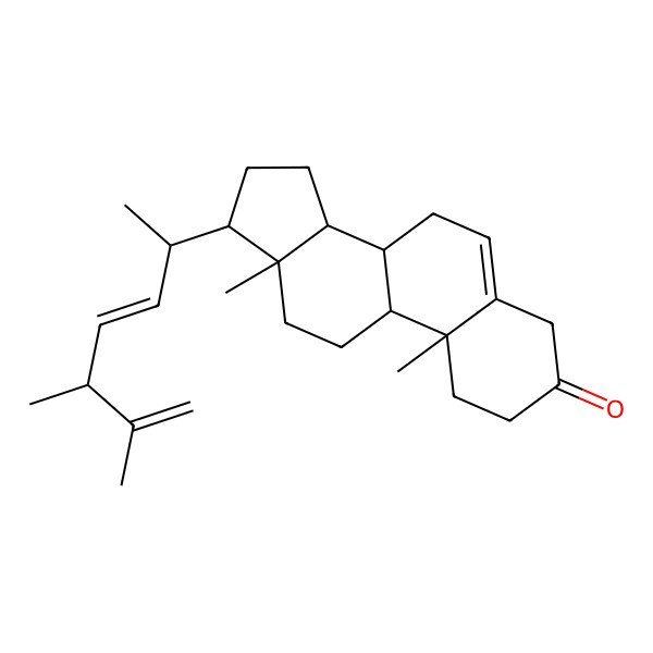 2D Structure of (8S,9S,10R,13R,14S,17R)-17-[(2R,3E,5S)-5,6-dimethylhepta-3,6-dien-2-yl]-10,13-dimethyl-1,2,4,7,8,9,11,12,14,15,16,17-dodecahydrocyclopenta[a]phenanthren-3-one