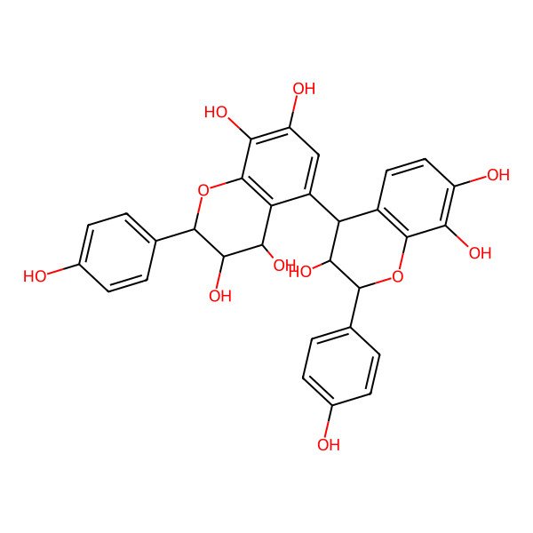 2D Structure of 2-(4-hydroxyphenyl)-5-[3,7,8-trihydroxy-2-(4-hydroxyphenyl)-3,4-dihydro-2H-chromen-4-yl]-3,4-dihydro-2H-chromene-3,4,7,8-tetrol