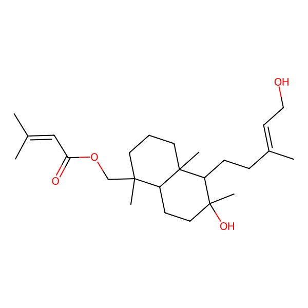 2D Structure of [(1S,4aR,5S,6S,8aS)-6-hydroxy-5-[(E)-5-hydroxy-3-methylpent-3-enyl]-1,4a,6-trimethyl-3,4,5,7,8,8a-hexahydro-2H-naphthalen-1-yl]methyl 3-methylbut-2-enoate