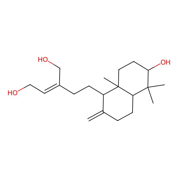 2D Structure of (Z)-2-[2-[(1R,4aS,6R,8aS)-6-hydroxy-5,5,8a-trimethyl-2-methylidene-3,4,4a,6,7,8-hexahydro-1H-naphthalen-1-yl]ethyl]but-2-ene-1,4-diol