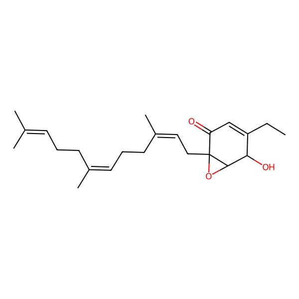 2D Structure of (1R,5R,6R)-4-ethyl-5-hydroxy-1-[(2E,6E)-3,7,11-trimethyldodeca-2,6,10-trienyl]-7-oxabicyclo[4.1.0]hept-3-en-2-one