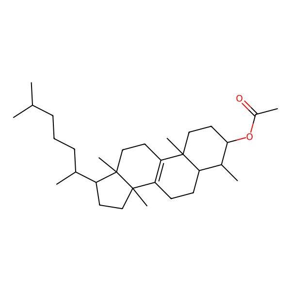 2D Structure of [4,10,13,14-Tetramethyl-17-(6-methylheptan-2-yl)-1,2,3,4,5,6,7,11,12,15,16,17-dodecahydrocyclopenta[a]phenanthren-3-yl] acetate