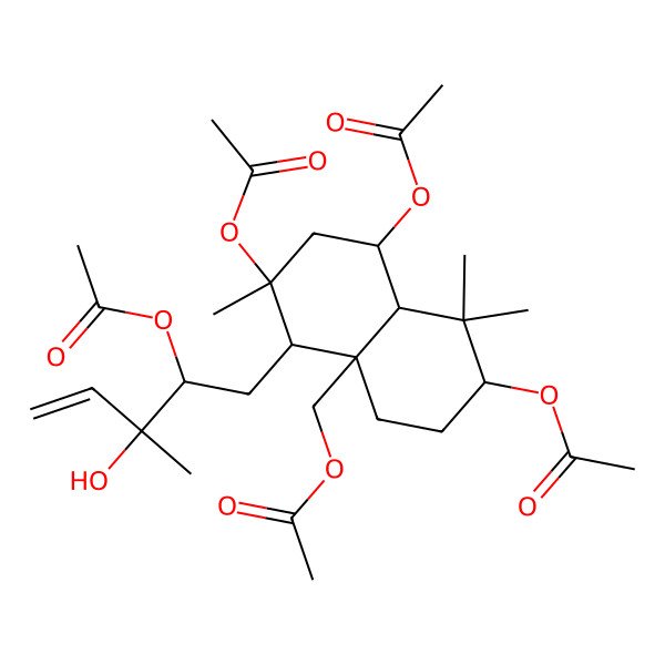 2D Structure of [1,3,7-triacetyloxy-4-(2-acetyloxy-3-hydroxy-3-methylpent-4-enyl)-3,8,8-trimethyl-2,4,5,6,7,8a-hexahydro-1H-naphthalen-4a-yl]methyl acetate