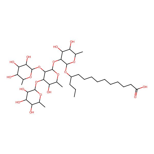 2D Structure of 11-[4,5-Dihydroxy-3-[5-hydroxy-6-methyl-3,4-bis[(3,4,5-trihydroxy-6-methyloxan-2-yl)oxy]oxan-2-yl]oxy-6-methyloxan-2-yl]oxytetradecanoic acid