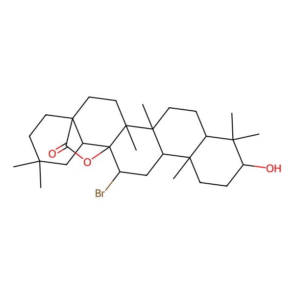 2D Structure of 16-Bromo-10-hydroxy-4,5,9,9,13,20,20-heptamethyl-24-oxahexacyclo[15.5.2.01,18.04,17.05,14.08,13]tetracosan-23-one
