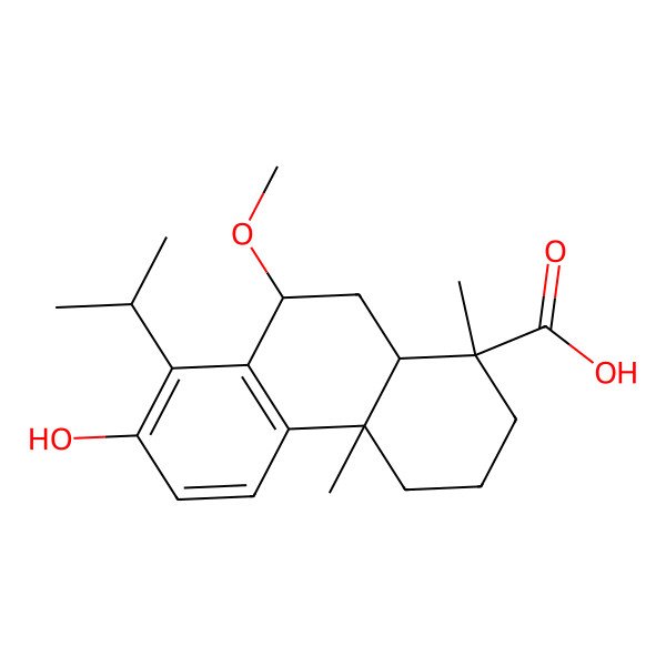 2D Structure of 7-Hydroxy-9-methoxy-1,4a-dimethyl-8-propan-2-yl-2,3,4,9,10,10a-hexahydrophenanthrene-1-carboxylic acid 2D Structure of 7-Hydroxy-9-methoxy-1,4a-dimethyl-8-propan-2-yl-2,3,4,9,10,10a-hexahydrophenanthrene-1-carboxylic acid