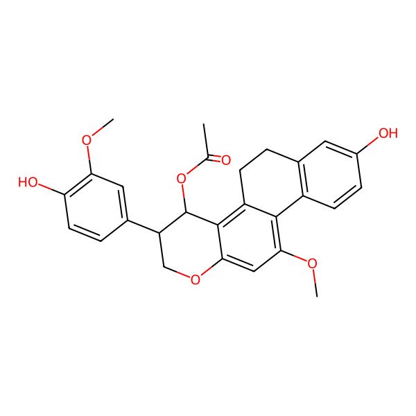 2D Structure of [(3S,4R)-8-hydroxy-3-(4-hydroxy-3-methoxyphenyl)-11-methoxy-3,4,5,6-tetrahydro-2H-naphtho[2,1-f]chromen-4-yl] acetate