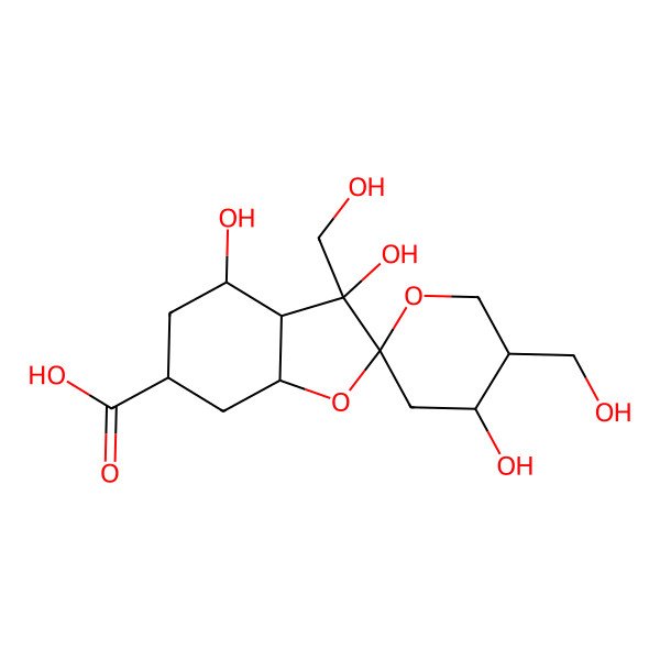 2D Structure of 3,4,4'-Trihydroxy-3,5'-bis(hydroxymethyl)spiro[3a,4,5,6,7,7a-hexahydro-1-benzofuran-2,2'-oxane]-6-carboxylic acid