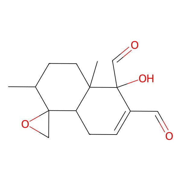 2D Structure of (1S,4aR,5R,6S,8aS)-1-hydroxy-6,8a-dimethylspiro[4a,6,7,8-tetrahydro-4H-naphthalene-5,2'-oxirane]-1,2-dicarbaldehyde