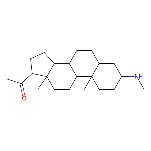 2D Structure of 1-[(3R,5S,8R,9S,10S,13R,14S,17S)-10,13-dimethyl-3-(methylamino)-2,3,4,5,6,7,8,9,11,12,14,15,16,17-tetradecahydro-1H-cyclopenta[a]phenanthren-17-yl]ethanone
