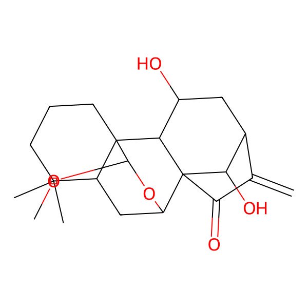 2D Structure of (1S,2S,3S,5S,8S,9S,11R,16S,18R)-3,18-dihydroxy-16-methoxy-12,12-dimethyl-6-methylidene-17-oxapentacyclo[7.6.2.15,8.01,11.02,8]octadecan-7-one