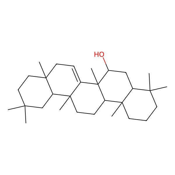 2D Structure of (4aS,6R,6aS,6aR,8aR,12aR,14aR,14bS)-4,4,6a,6a,8a,11,11,14b-octamethyl-1,2,3,4a,5,6,8,9,10,12,12a,13,14,14a-tetradecahydropicen-6-ol