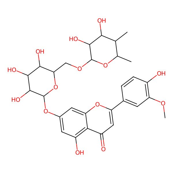 2D Structure of 7-[6-[(3,4-Dihydroxy-5,6-dimethyloxan-2-yl)oxymethyl]-3,4,5-trihydroxyoxan-2-yl]oxy-5-hydroxy-2-(4-hydroxy-3-methoxyphenyl)chromen-4-one