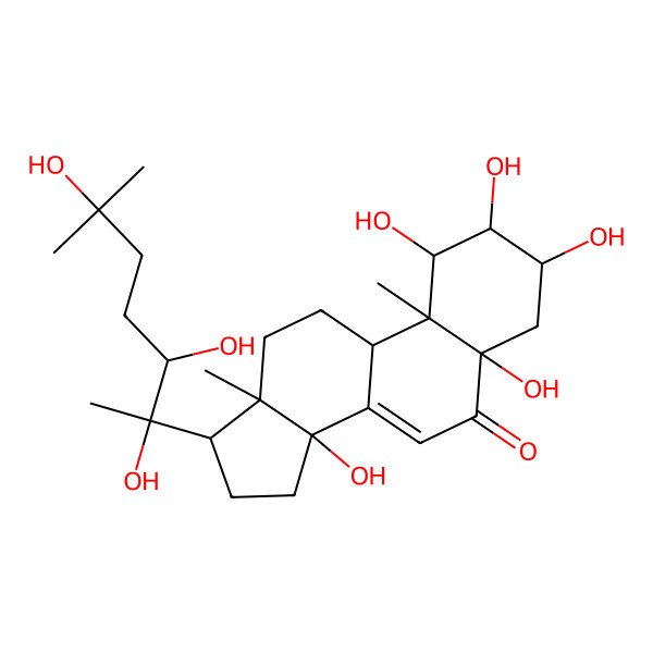 2D Structure of (1S,2R,3R,5S,9S,10S,13R,14S,17S)-1,2,3,5,14-pentahydroxy-10,13-dimethyl-17-[(2R,3R)-2,3,6-trihydroxy-6-methylheptan-2-yl]-1,2,3,4,9,11,12,15,16,17-decahydrocyclopenta[a]phenanthren-6-one