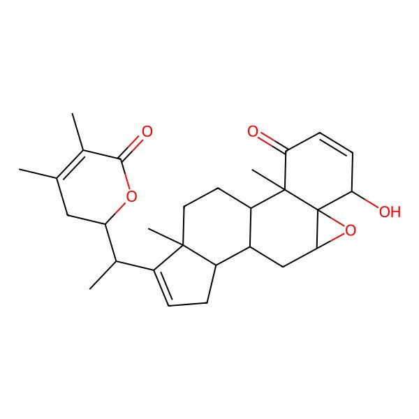 2D Structure of (1S,2R,6S,7R,9R,11S,12S,16S)-15-[(1S)-1-[(2R)-4,5-dimethyl-6-oxo-2,3-dihydropyran-2-yl]ethyl]-6-hydroxy-2,16-dimethyl-8-oxapentacyclo[9.7.0.02,7.07,9.012,16]octadeca-4,14-dien-3-one