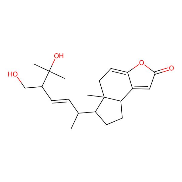 2D Structure of 6-[6-hydroxy-5-(hydroxymethyl)-6-methylhept-3-en-2-yl]-5a-methyl-6,7,8,8a-tetrahydro-5H-cyclopenta[e][1]benzofuran-2-one
