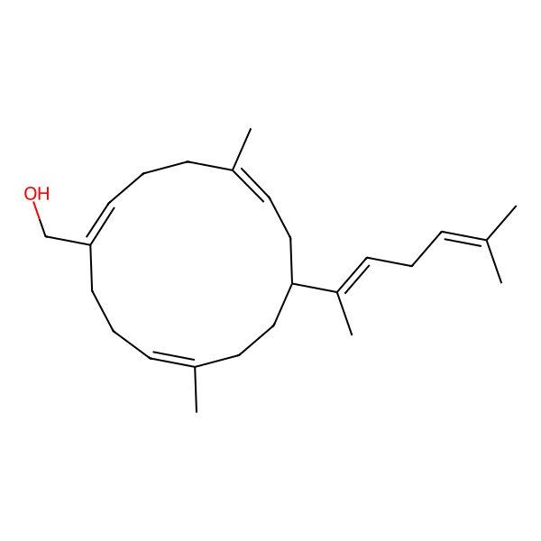 2D Structure of [(1E,5E,8R,11E)-5,11-dimethyl-8-[(2E)-6-methylhepta-2,5-dien-2-yl]cyclotetradeca-1,5,11-trien-1-yl]methanol
