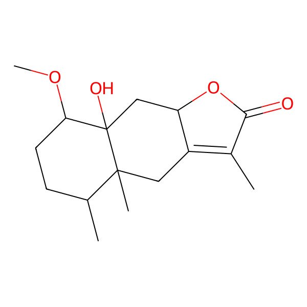 2D Structure of (4aR,5S,8R,8aR,9aR)-8a-hydroxy-8-methoxy-3,4a,5-trimethyl-5,6,7,8,9,9a-hexahydro-4H-benzo[f][1]benzofuran-2-one
