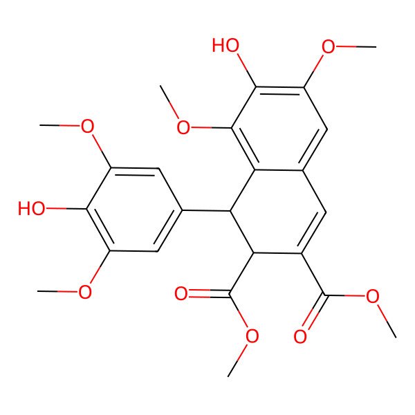 2D Structure of dimethyl (1S,2R)-7-hydroxy-1-(4-hydroxy-3,5-dimethoxyphenyl)-6,8-dimethoxy-1,2-dihydronaphthalene-2,3-dicarboxylate