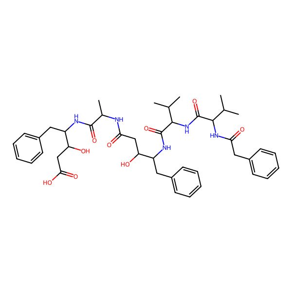 2D Structure of 3-Hydroxy-4-[2-[[3-hydroxy-4-[[3-methyl-2-[[3-methyl-2-[(2-phenylacetyl)amino]butanoyl]amino]butanoyl]amino]-5-phenylpentanoyl]amino]propanoylamino]-5-phenylpentanoic acid