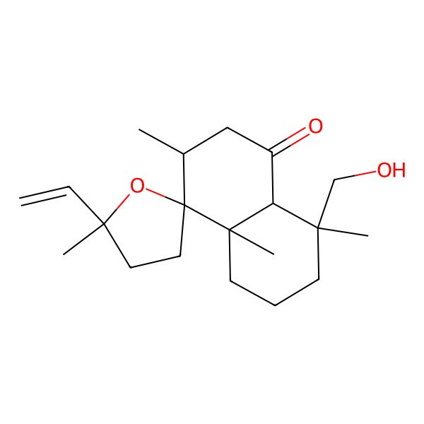 2D Structure of 5'-Ethenyl-8-(hydroxymethyl)-3,4a,5',8-tetramethylspiro[2,3,5,6,7,8a-hexahydronaphthalene-4,2'-oxolane]-1-one