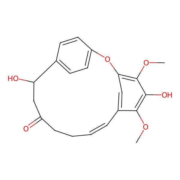 2D Structure of (8E,14S)-5,14-dihydroxy-4,6-dimethoxy-2-oxatricyclo[13.2.2.13,7]icosa-1(17),3,5,7(20),8,15,18-heptaen-12-one