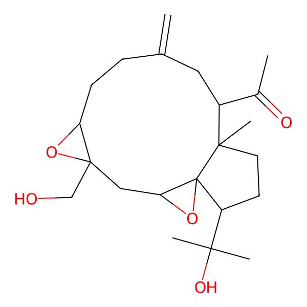 2D Structure of 1-[5-(Hydroxymethyl)-16-(2-hydroxypropan-2-yl)-13-methyl-10-methylidene-2,6-dioxatetracyclo[11.3.0.01,3.05,7]hexadecan-12-yl]ethanone