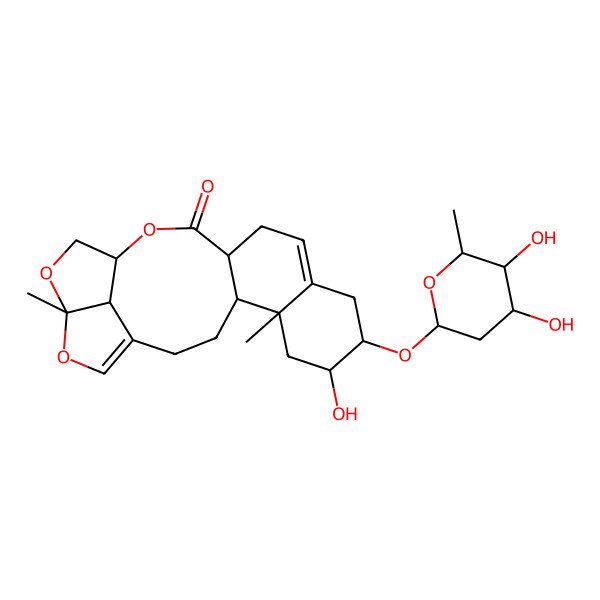2D Structure of (4S,5R,7R,8R,13R,16S,19R,22R)-8-[(2S,4S,5S,6R)-4,5-dihydroxy-6-methyloxan-2-yl]oxy-7-hydroxy-5,19-dimethyl-15,18,20-trioxapentacyclo[14.5.1.04,13.05,10.019,22]docosa-1(21),10-dien-14-one