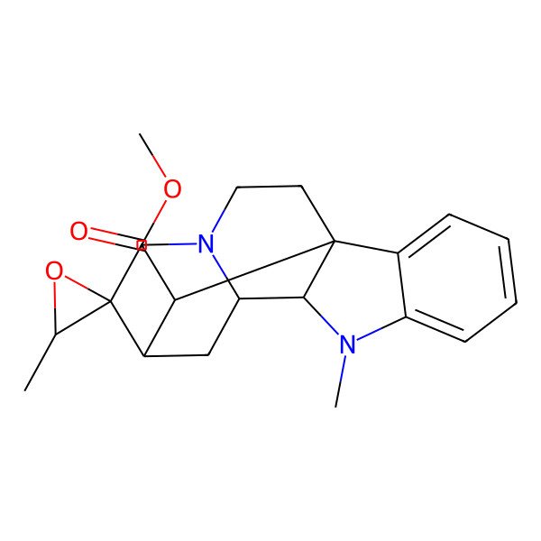 2D Structure of methyl (1R,3'R,9R,10S,12R,13R,18S)-3',8-dimethylspiro[8,15-diazapentacyclo[10.5.1.01,9.02,7.010,15]octadeca-2,4,6-triene-13,2'-oxirane]-18-carboxylate