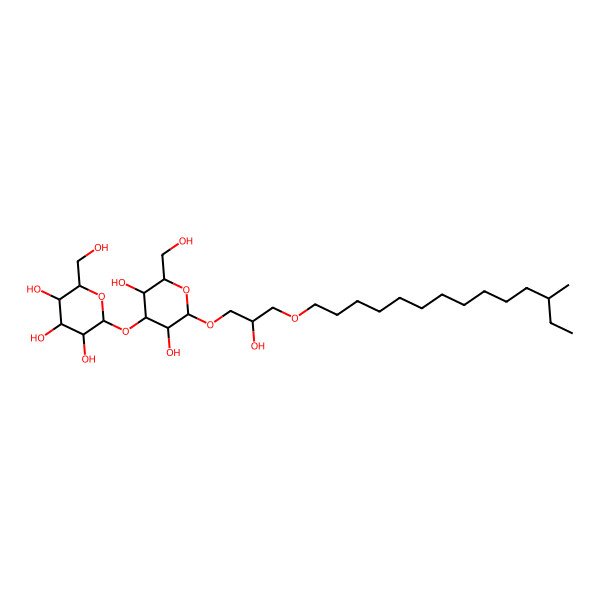 2D Structure of 2-[3,5-Dihydroxy-2-(hydroxymethyl)-6-[2-hydroxy-3-(12-methyltetradecoxy)propoxy]oxan-4-yl]oxy-6-(hydroxymethyl)oxane-3,4,5-triol
