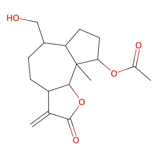 2D Structure of [6-(hydroxymethyl)-9a-methyl-3-methylidene-2-oxo-4,5,6,6a,7,8,9,9b-octahydro-3aH-azuleno[8,7-b]furan-9-yl] acetate