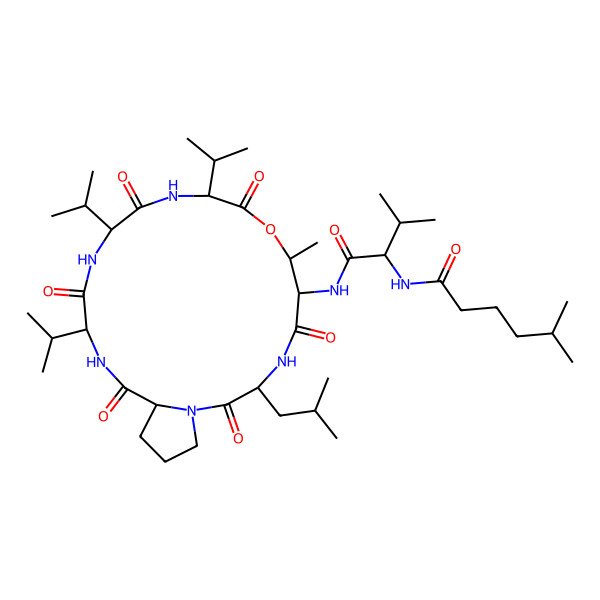 2D Structure of deamino-hLeu-DL-Val-DL-xiThr(1)-DL-Leu-DL-Pro-DL-Val-DL-Val-DL-Val-(1)