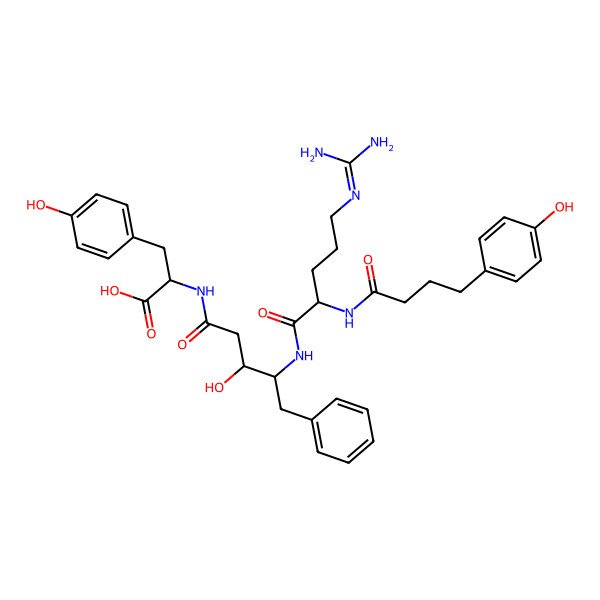2D Structure of 2-[[4-[[5-(Diaminomethylideneamino)-2-[4-(4-hydroxyphenyl)butanoylamino]pentanoyl]amino]-3-hydroxy-5-phenylpentanoyl]amino]-3-(4-hydroxyphenyl)propanoic acid