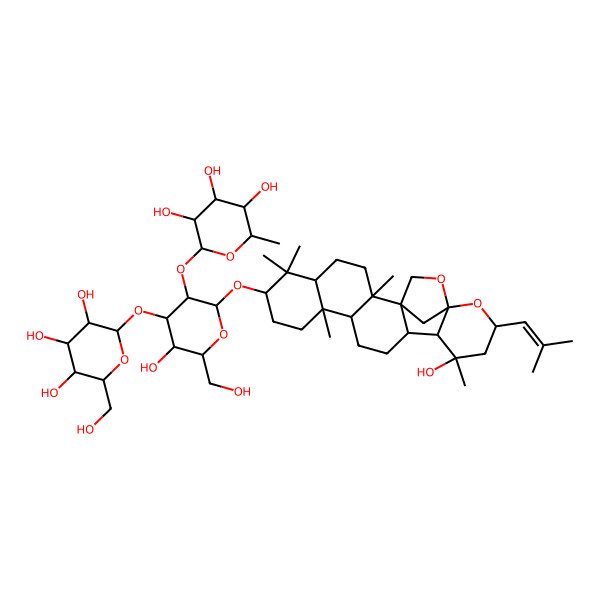 2D Structure of (2S,3R,4R,5R,6S)-2-[(2R,3R,4S,5R,6R)-5-hydroxy-6-(hydroxymethyl)-2-[[(1S,2R,5R,7S,10R,11R,14R,15S,16S,18R,20S)-16-hydroxy-2,6,6,10,16-pentamethyl-18-(2-methylprop-1-enyl)-19,21-dioxahexacyclo[18.2.1.01,14.02,11.05,10.015,20]tricosan-7-yl]oxy]-4-[(2S,3R,4S,5S,6R)-3,4,5-trihydroxy-6-(hydroxymethyl)oxan-2-yl]oxyoxan-3-yl]oxy-6-methyloxane-3,4,5-triol