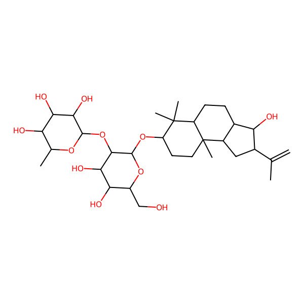 2D Structure of (2S,3R,4R,5R,6S)-2-[(2R,3R,4S,5S,6R)-2-[[(2R,3S,3aR,5aR,7S,9aR,9bR)-3-hydroxy-6,6,9a-trimethyl-2-prop-1-en-2-yl-2,3,3a,4,5,5a,7,8,9,9b-decahydro-1H-cyclopenta[a]naphthalen-7-yl]oxy]-4,5-dihydroxy-6-(hydroxymethyl)oxan-3-yl]oxy-6-methyloxane-3,4,5-triol