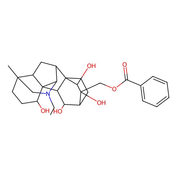 2D Structure of [(1S,2S,5S,8R,9R,10S,11S,12R,13S,14S,15R,16R)-7-ethyl-2,11,12,14-tetrahydroxy-5-methyl-7-azahexacyclo[7.6.2.210,13.01,8.05,16.010,15]nonadecan-12-yl]methyl benzoate