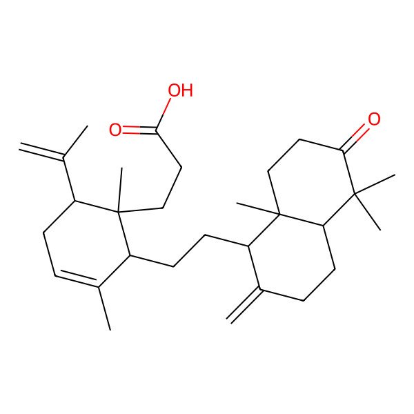 2D Structure of 3-[2-[2-(5,5,8a-Trimethyl-2-methylidene-6-oxo-1,3,4,4a,7,8-hexahydronaphthalen-1-yl)ethyl]-1,3-dimethyl-6-prop-1-en-2-ylcyclohex-3-en-1-yl]propanoic acid