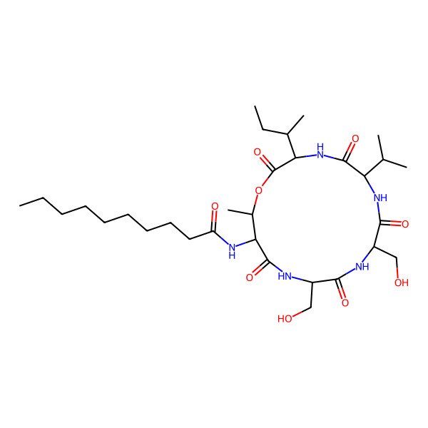 2D Structure of decanoyl-DL-xiThr(1)-DL-Ser-DL-Ser-DL-Val-DL-xiIle-(1)