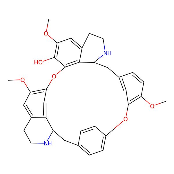 2D Structure of (1S,14R)-9,20,25-trimethoxy-7,23-dioxa-15,30-diazaheptacyclo[22.6.2.23,6.18,12.114,18.027,31.022,33]hexatriaconta-3(36),4,6(35),8,10,12(34),18,20,22(33),24,26,31-dodecaen-21-ol