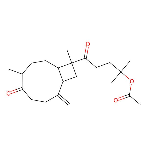 2D Structure of [5-[(1S,6R,9R,10R)-6,10-dimethyl-2-methylidene-5-oxo-10-bicyclo[7.2.0]undecanyl]-2-methyl-5-oxopentan-2-yl] acetate