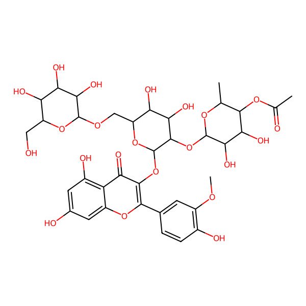 2D Structure of [(2R,3S,4R,5S,6S)-6-[(3S,4R,5R,6S)-2-[5,7-dihydroxy-2-(4-hydroxy-3-methoxyphenyl)-4-oxochromen-3-yl]oxy-4,5-dihydroxy-6-[[(3R,4S,5S,6R)-3,4,5-trihydroxy-6-(hydroxymethyl)oxan-2-yl]oxymethyl]oxan-3-yl]oxy-4,5-dihydroxy-2-methyloxan-3-yl] acetate