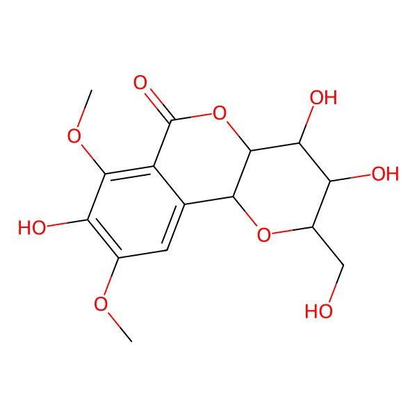 2D Structure of 3,4,8-trihydroxy-2-(hydroxymethyl)-7,9-dimethoxy-3,4,4a,10b-tetrahydro-2H-pyrano[3,2-c]isochromen-6-one